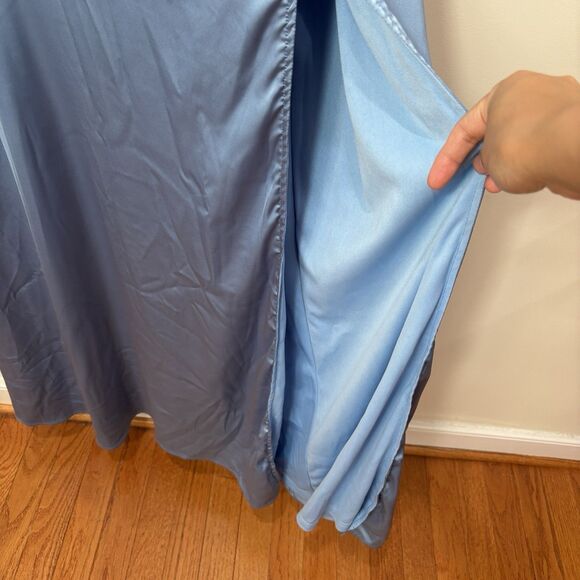 Lulus Effortless Romance Powder Blue Satin Maxi Dress XL Bridgerton Regency - Picture 4 of 10